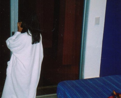 Sandy in robe