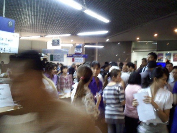 Mob scene at ThaiAir's BKK office