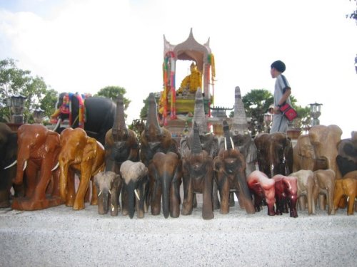 Mini Elephants at the 4-Faced Buddha at Laem Prom Thep